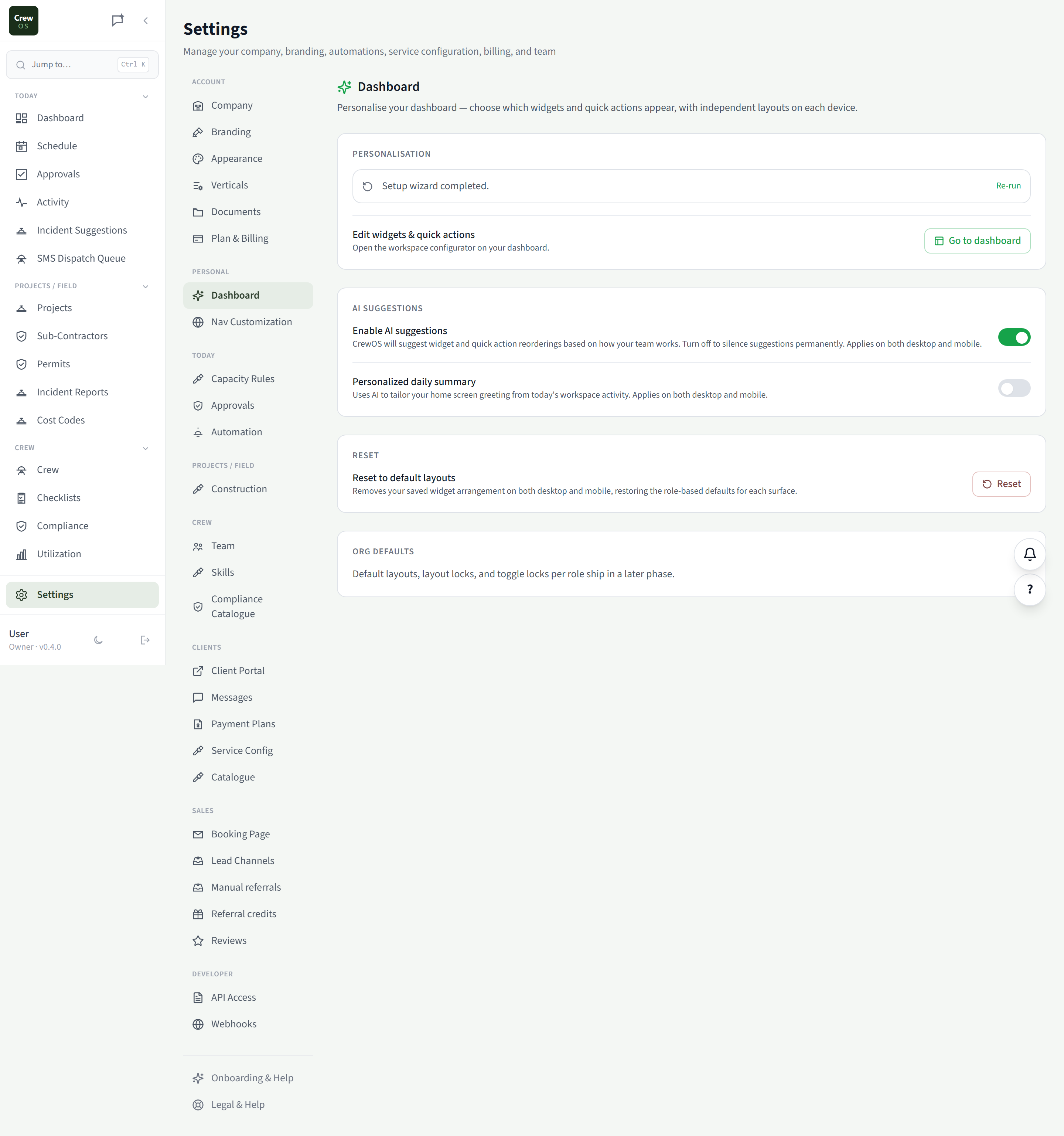 CrewOS Dashboard
